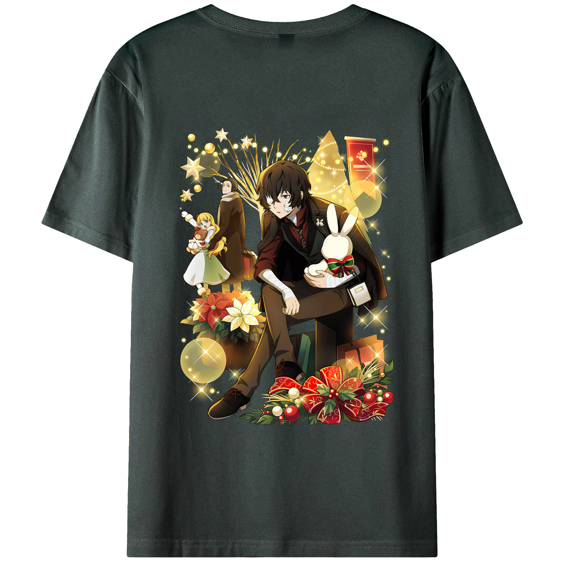 （画像用） 文豪ストレイドッグス Bungo Stray Dogs 綿100％ メンズ半袖Tシャツ（バックプリント） 通気性